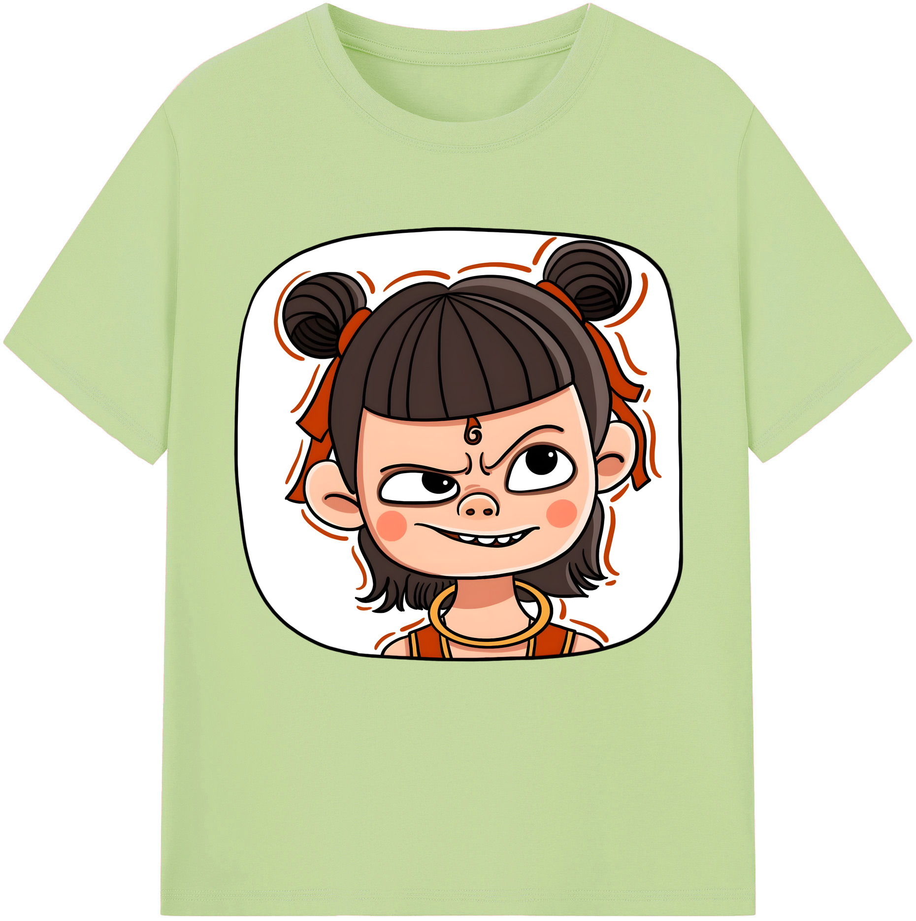 （画像用） Ne Zha 2 ナタ 魔童の大暴れ 綿100％半袖Tシャツ（フロントプリント）